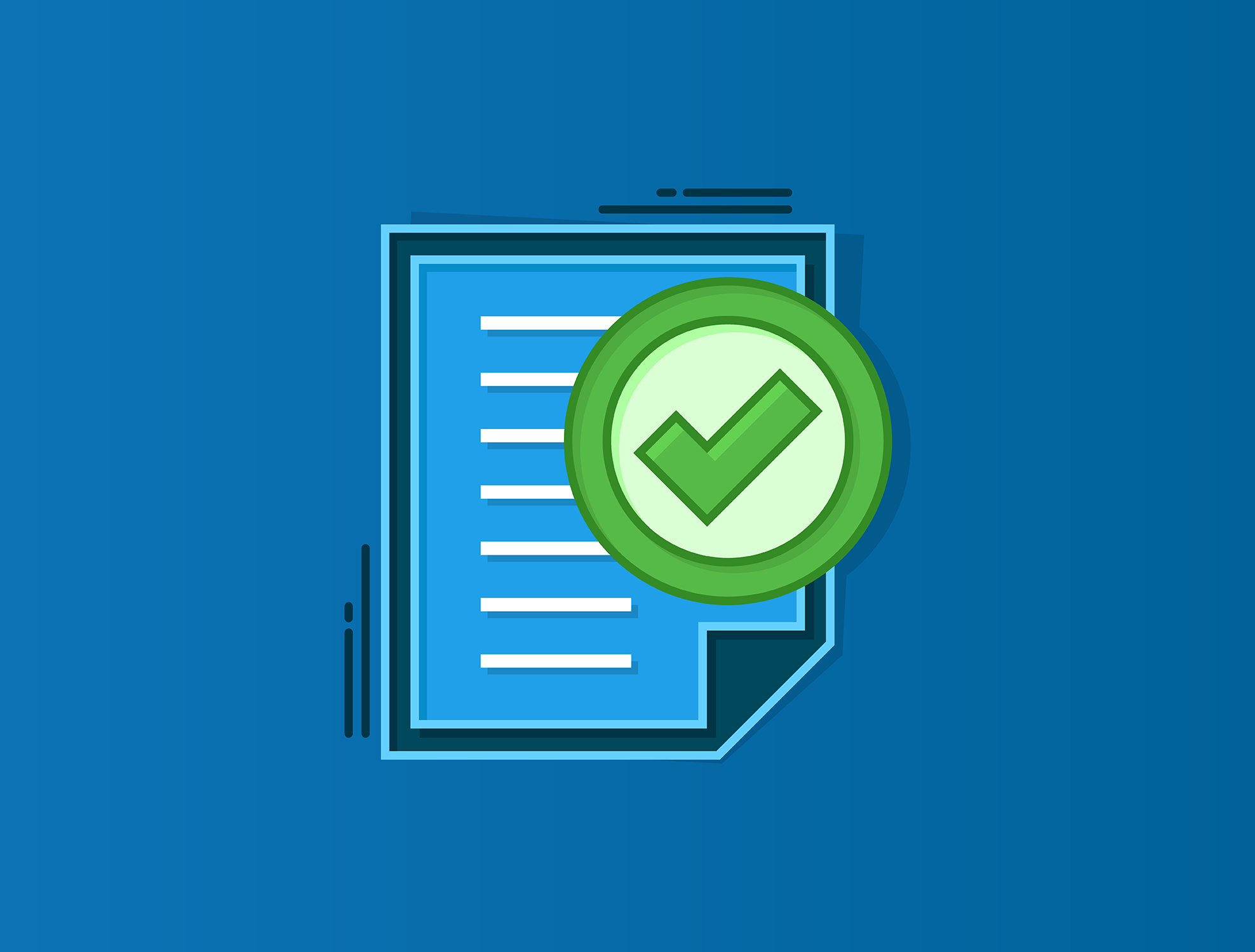 Compliance checklist with approval checkmark symbolizing verified processes, regulatory adherence, audit readiness, and risk management.
