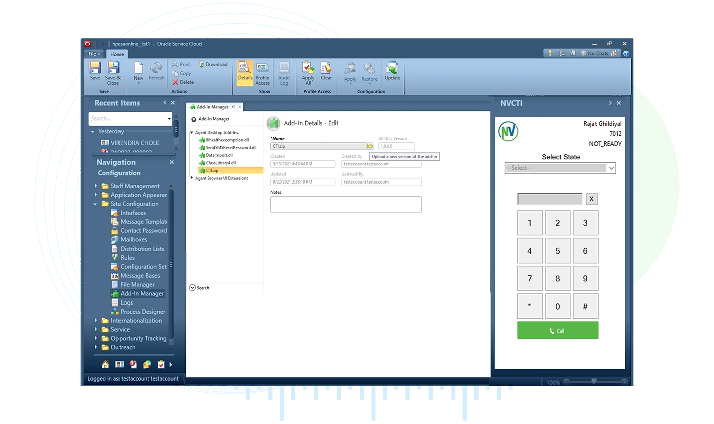 Oracle Service Cloud CTI integration